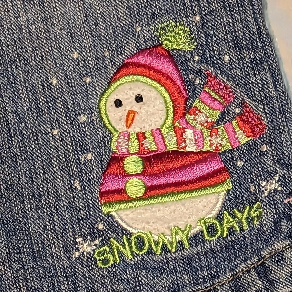 Old Navy Kids Blue Jeans with Snowman Design